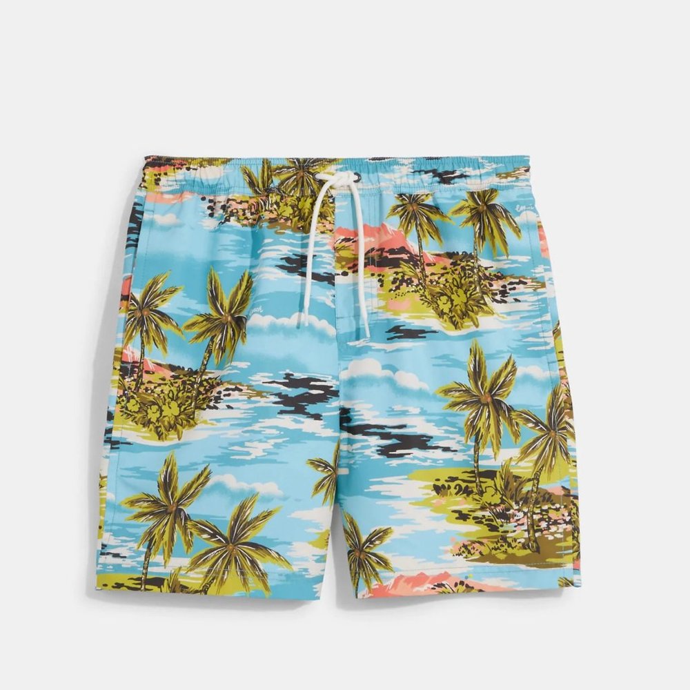 NWT Coach CK396 Hawaiian Print Swim Trunks Size S